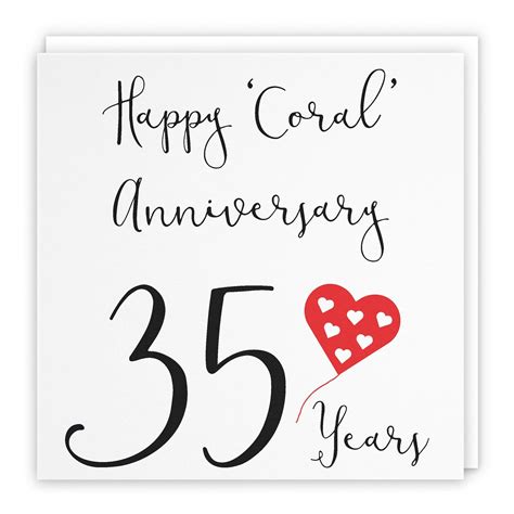 35th Wedding Anniversary Card Happy Coral Etsy Uk Anniversary