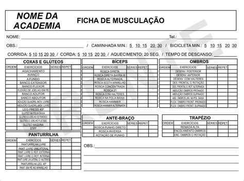 Ficha De Treino Academia