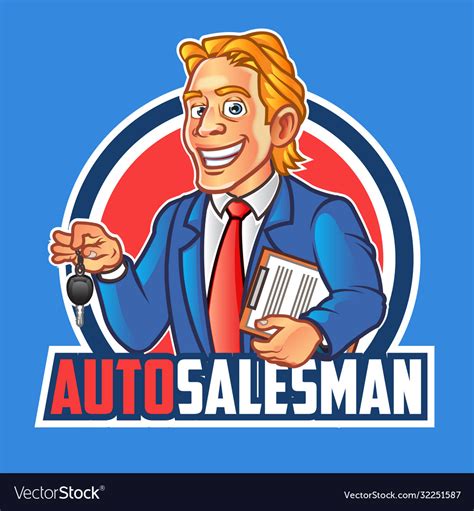 Auto Salesman Mascot Logo Royalty Free Vector Image