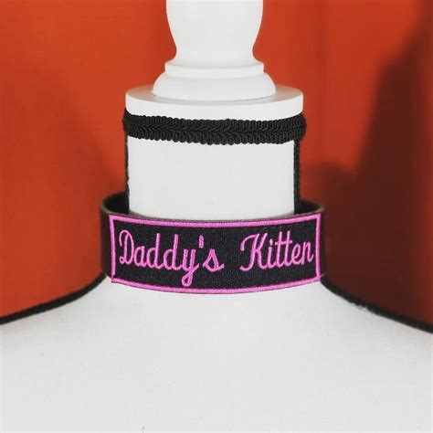 Daddys Kitten Bdsm Collar Black Leather Submissive Etsy
