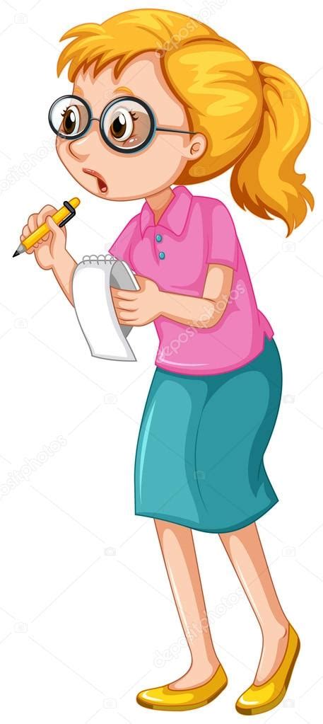 Female Journalist Taking Notes Stock Vector Image By ©interactimages