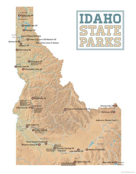 Idaho State Parks Map 11x14 Print Best Maps Ever