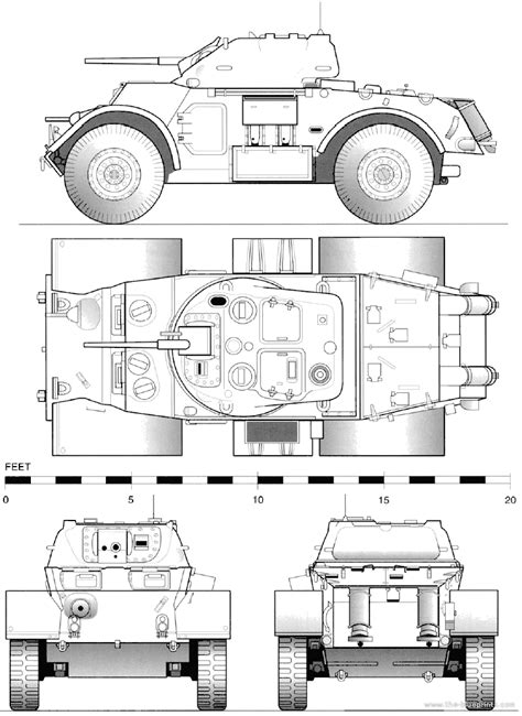 Tank T17e1 Staghound I Armoured Car Drawings Dimensions Figures