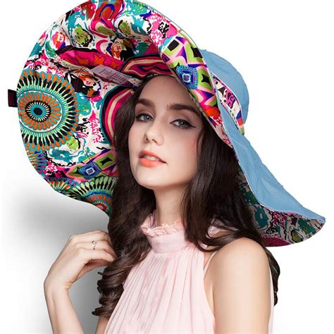 Suogry 2017 Fashion Design Flower Foldable Brimmed Sun Hat Summer