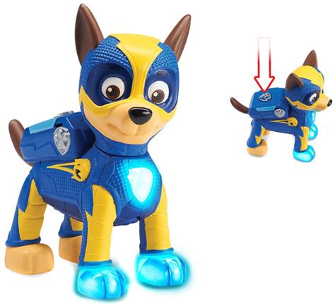 Paw Patrol Mighty Pups Chase Exclusive Figure Light Up Badge Paws Spin