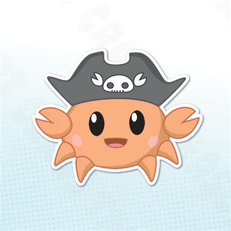 Capt Crabs Sticker Cute Anime Chibi Crab Beach Pirate Etsy
