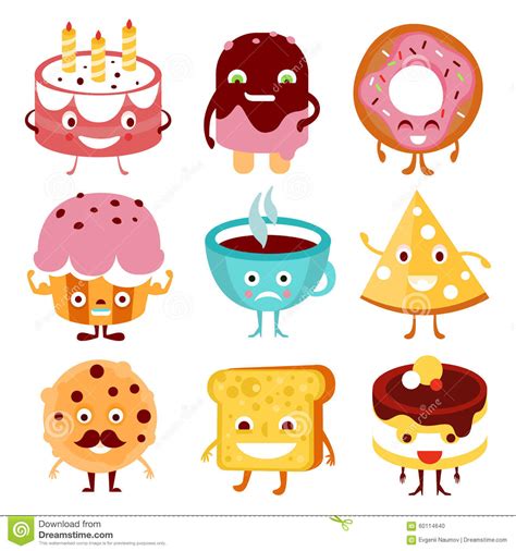Funny Cartoon Food And Drink Stock Vector Illustration