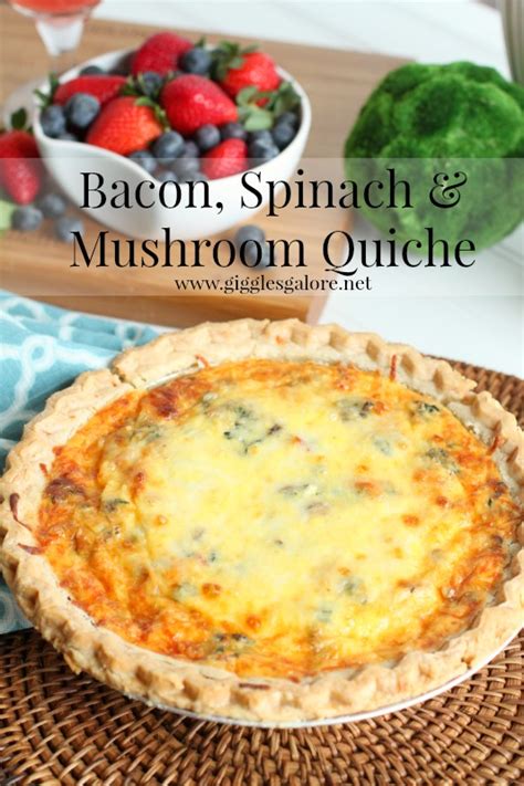 In a medium bowl, lightly beat the eggs. Bacon Spinach and Mushroom Quiche