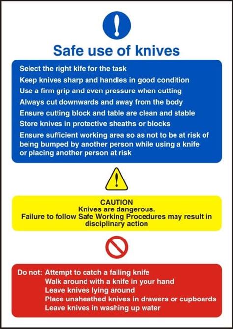 Safe Use Of Knives Health And Safety Sign Scs009 Safety Services