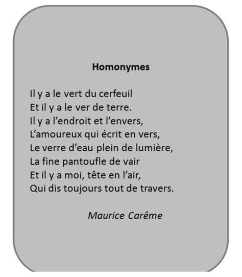 Homonymes De Maurice Carême Poeme Et Citation Maurice Careme Poésie