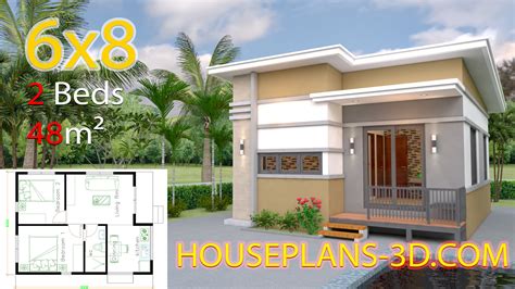 Small House Design 7x7 With 2 Bedrooms House Plans 3d