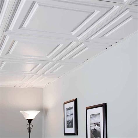 Reviews for decorative ceiling tiles are all positive with customers commenting on the excellent appearance, great value, and ease of installation. Genesis Ceiling Tile 2x2 Icon Relief in White | Basement ...