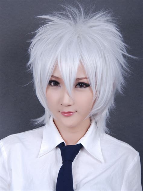 Top Heat Resistance Silvery White Short Shaggy Layered Cosplay