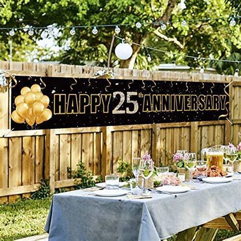 Yoaokiy Happy 25th Anniversary Banner Decorations Supplies Large 25
