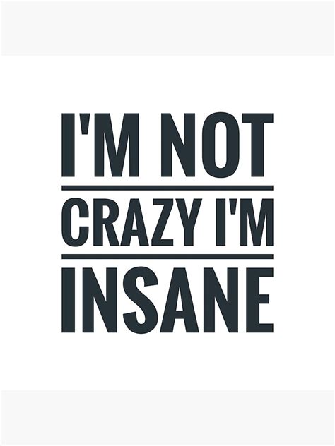 i m not crazy i m insane word design poster by vaishnaviart91 redbubble