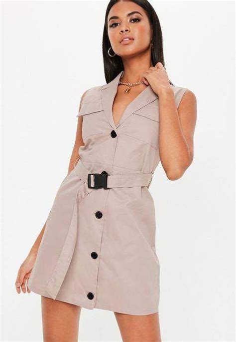 Missguided Stone Sleeveless Belted Blazer Dress Clothes Trending