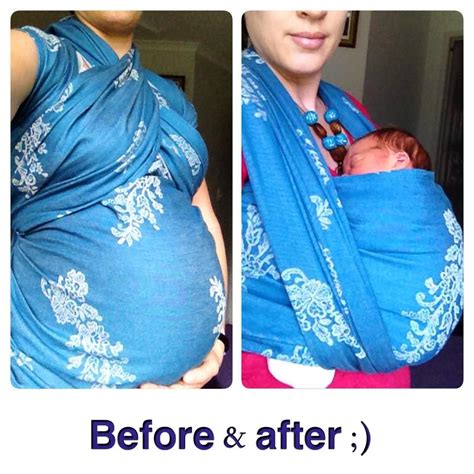 Before And After Pregnancy And Newborn Photo With A Woven Wrap Birth