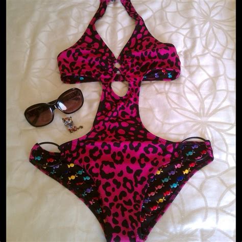 Kandy Wrappers Swim Hot Pink Leopard Monokini Poshmark