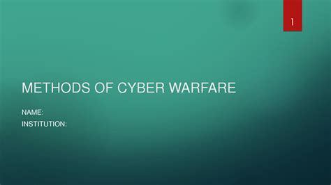 Solution Methods Of Cyber Warfare Studypool