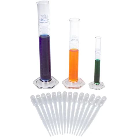 Glass Graduated Cylinder Set Ml Ml Ml Chemistry Lab Equipment Measuring Picclick