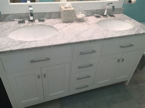 The bathroom is associated with the weekday morning rush, but it doesn't have to be. Close up view of the double sink vanity unit for my master ...