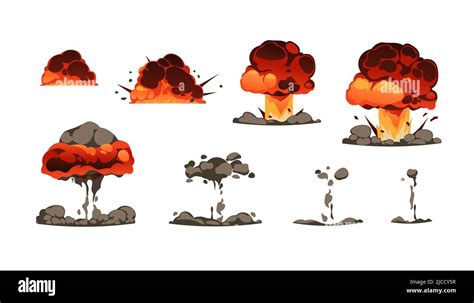 Explosion Animation Kit Cartoon Bomb Detonation Comic Effect With Fire