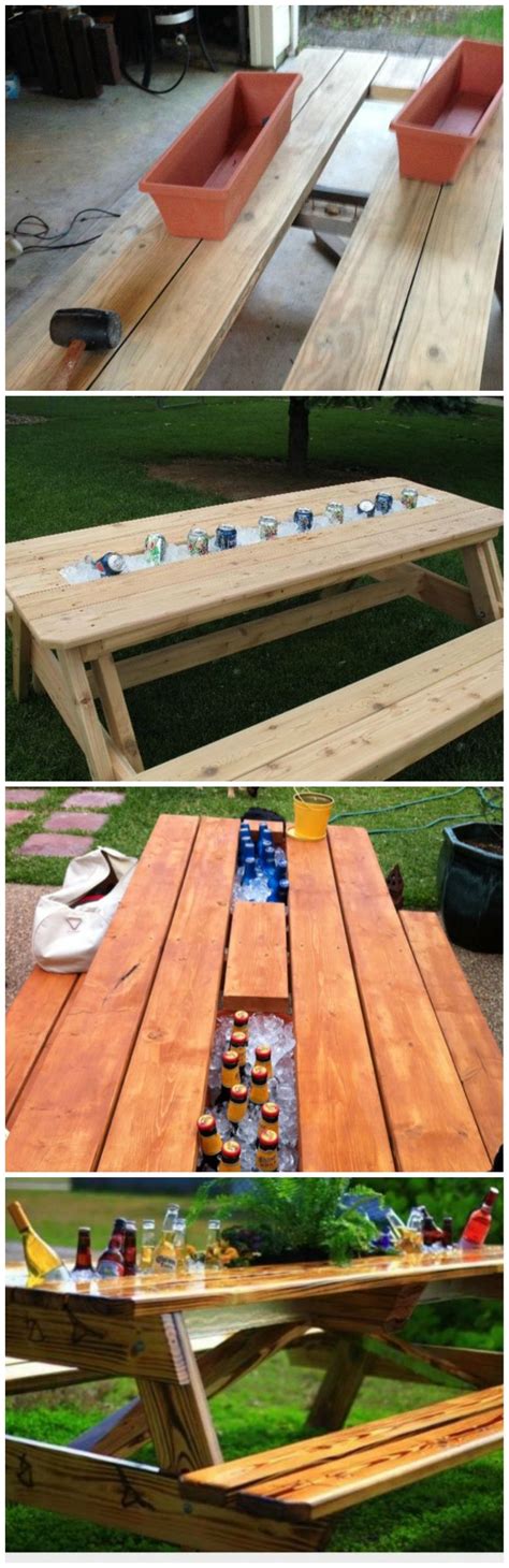 Replace Board Of Picnic Table With Rain Gutter Fill With Ice And Enjoy How Does It Look