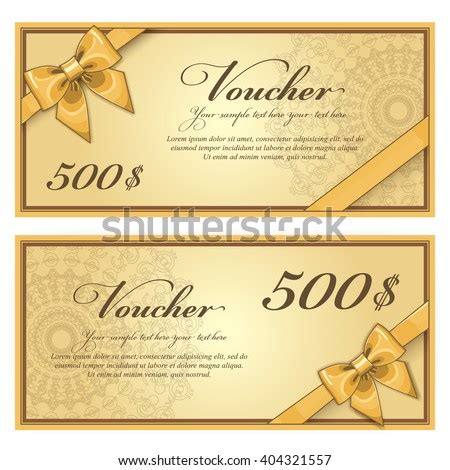 voucher template floral pattern border red stock vector