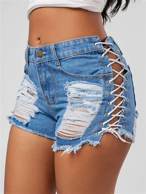 2019 Women Bandage Shorts Jeans High Waisted Denim Shorts Women New Summer Hole Tassel Ladies