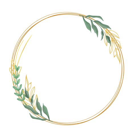 Circle Floral Border With Green And Gold Leaves For Wedding Circle