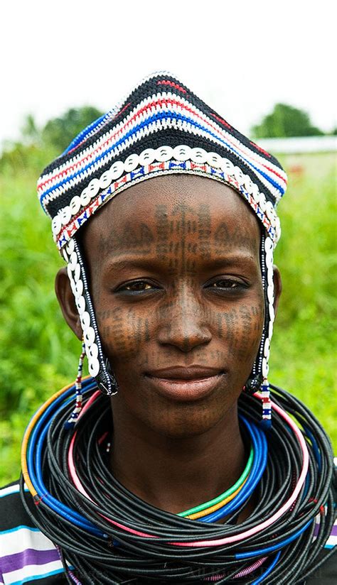 Africa Peul Fula Fulani Woman With Traditional Tattoos On Her