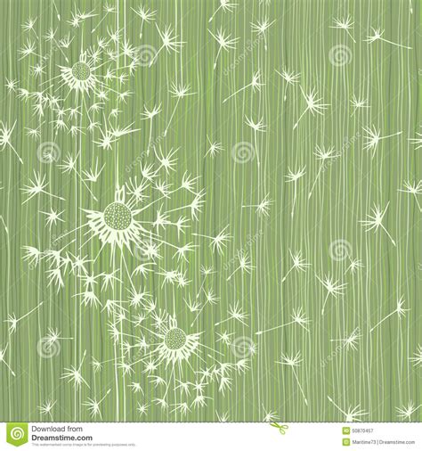 Seamless Pattern Of Dandelion Hand Drawn Floral Background V Stock