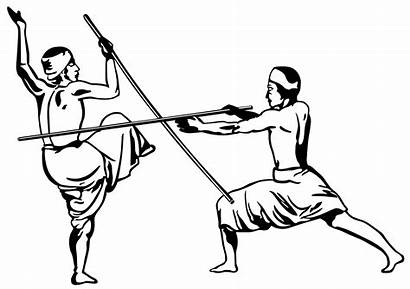 Silambam Vector Fighting Svg Indian Drawings Weapon