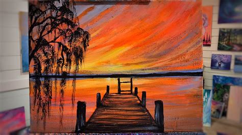 How To Paint A Sunset From The Dock Step By Step Painting Tutorial
