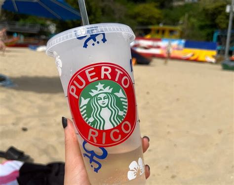 Custom Puerto Rico Themed Venti Cold Cup Taino Coqui And Flower Wrap