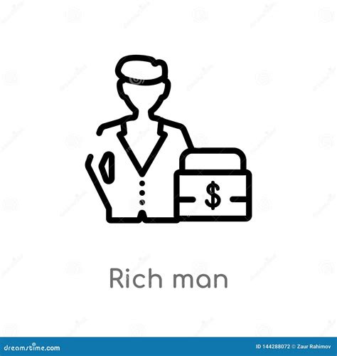 Outline Rich Man Vector Icon Isolated Black Simple Line Element