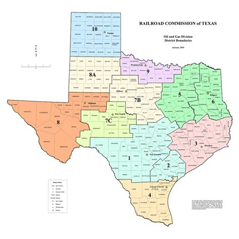 Texas Railroad Commission Districts And Oil And Gas Map Of Texas