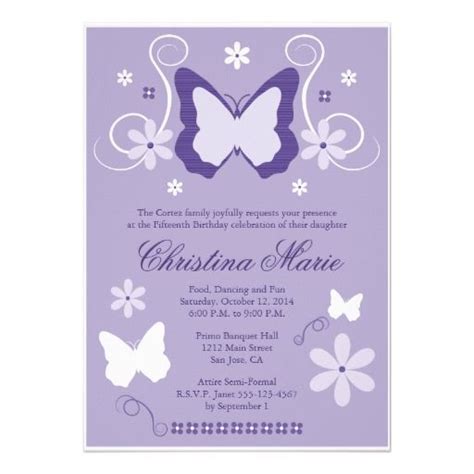 Order Purple Butterfly Quinceanera Invitations Purple Butterfly