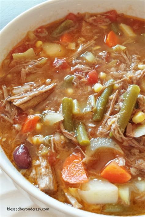 All you need is to combine and simmer the veggies, chickpeas, v8 juice, seasonings and sauces in a stockpot for about an hour and a half, and voila! Old Fashioned Vegetable Soup - Blessed Beyond Crazy | Beef ...