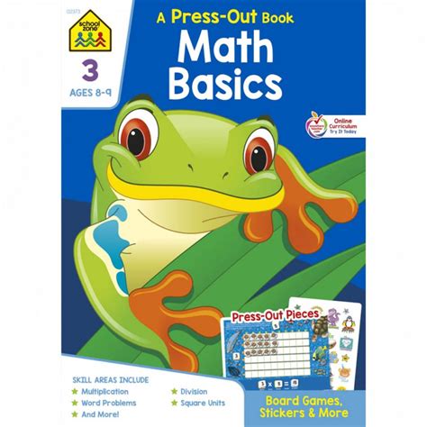 Math Basics 3 Press Out Book School Zone 9781681473130