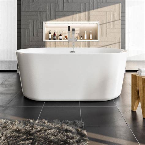 Eviva Tiffany 60 In Acrylic Faltbottom Freestanding Bathtub In White