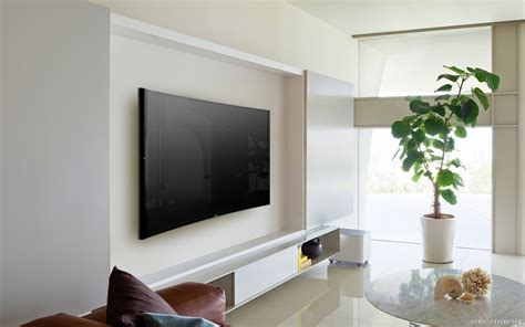 Телевизор на кронштейне в интерьере гостиной фото