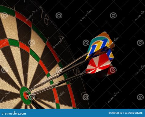 Dartboard With Three Darts In Center Target Stock Illustration