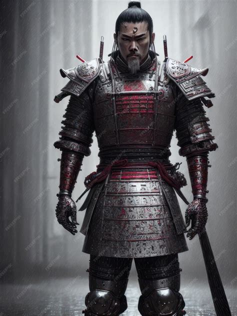 Premium Ai Image A Samurai Stands In A Rain Storm With The Words