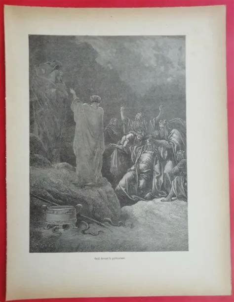 Ancienne Gravure Gustave Dore Elie La Foudre Sur Ochozias Ancien