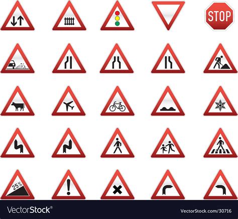 Traffic Signs Icon Set Royalty Free Vector Image