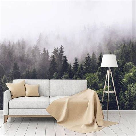 Forest In The Mist Mural Removable Wallpaper Self Adhesive Etsy