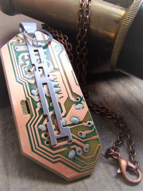 Recycled Circuit Board Pendant Copper Circuitry Accent Etsy Geek