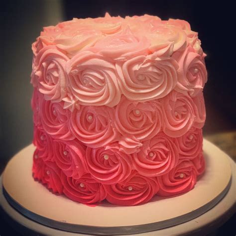 Pink Ombré Rosette Cake Cake Rosette Cake Custom Cakes