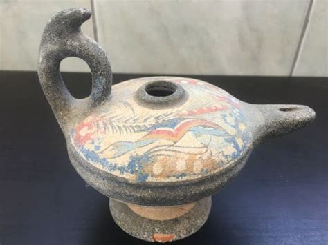 Ancient Jewish Oil Lamp Museum Copy Art Ceramic By Dvorah Cohen Israel